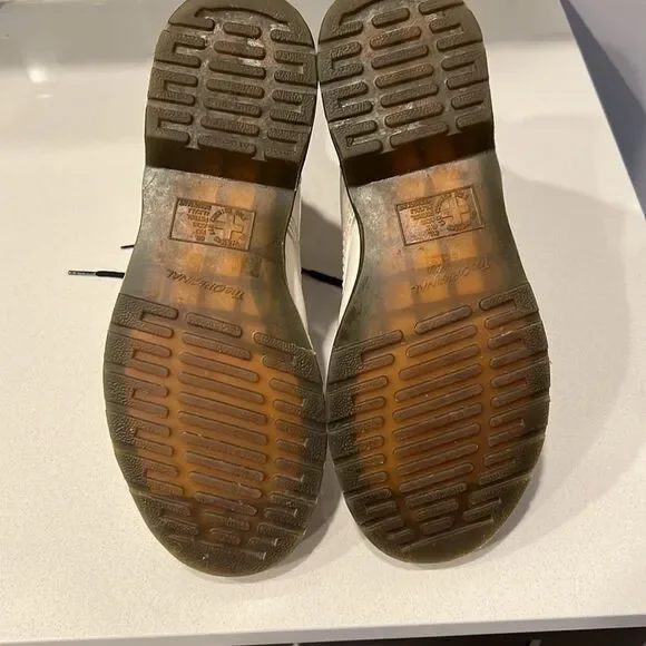 Dr. Martens White 1460 W Smooth Leather Lace Up Boots - Picture 10 of 14